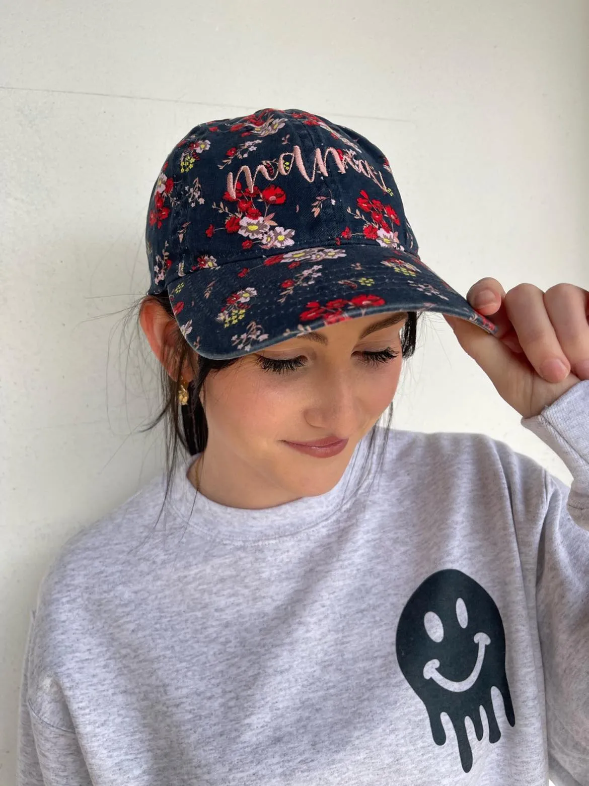 Floral Mama Hidden Ponytail Hat