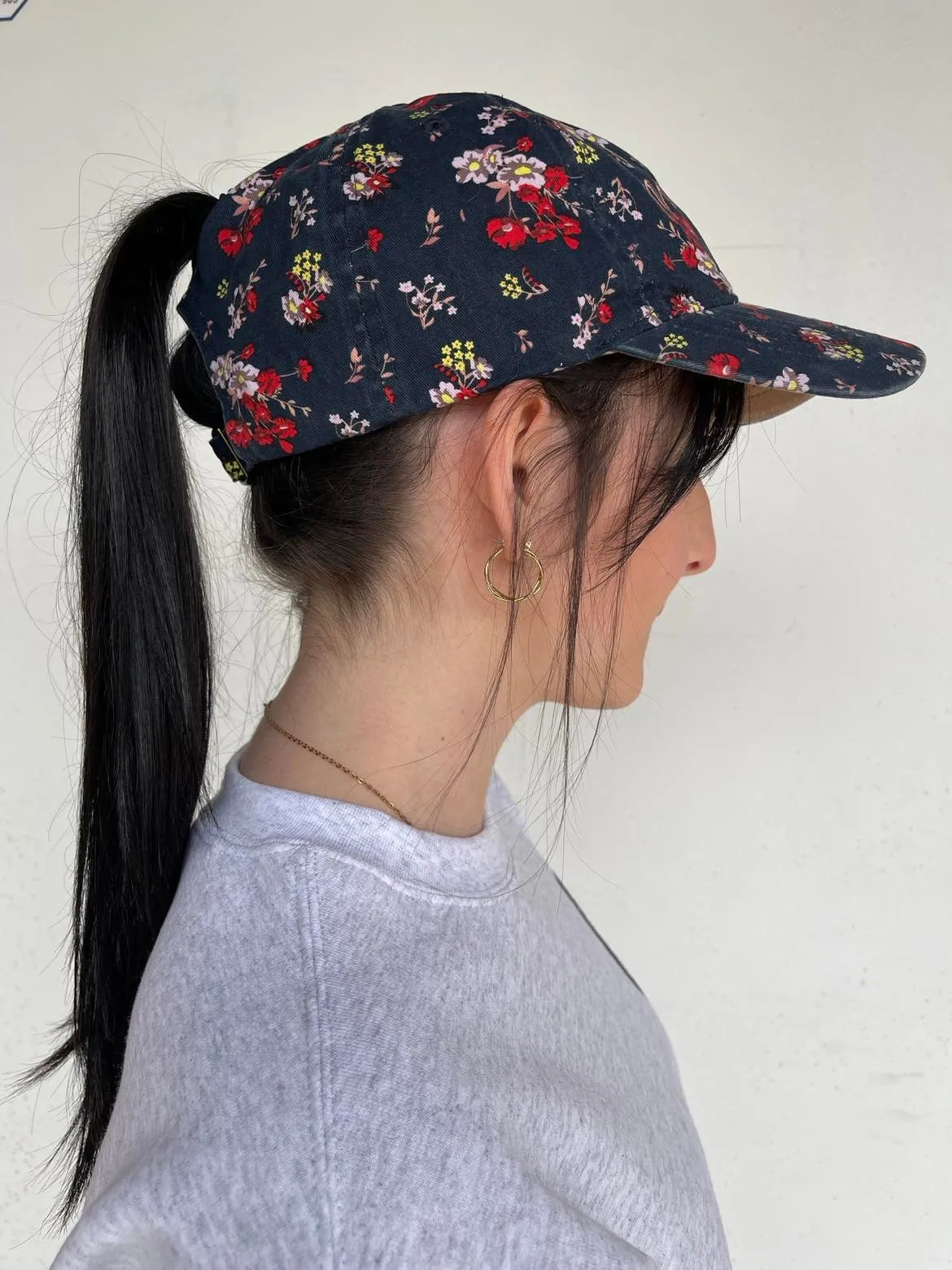 Floral Mama Hidden Ponytail Hat