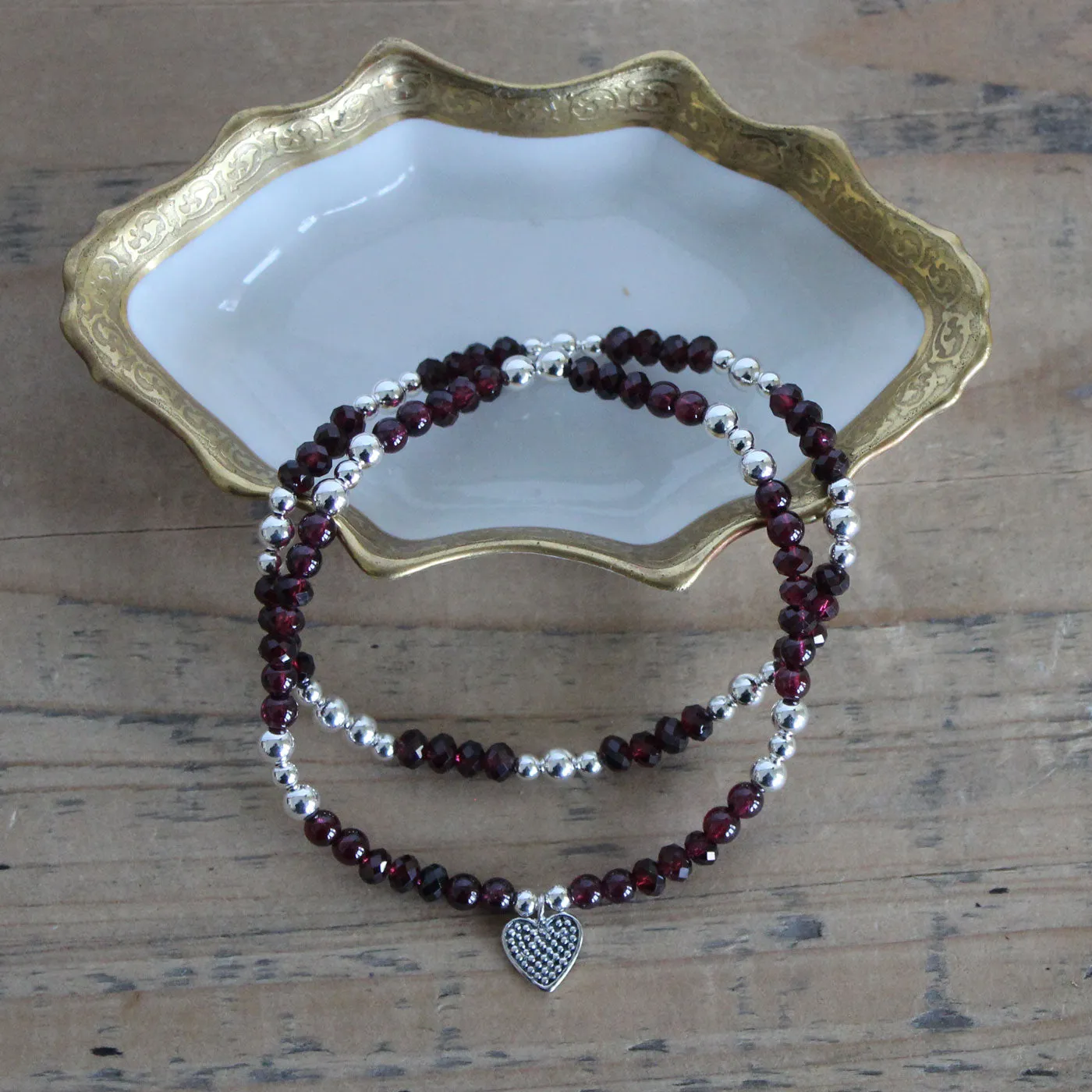 Garnet Beaded Bracelet