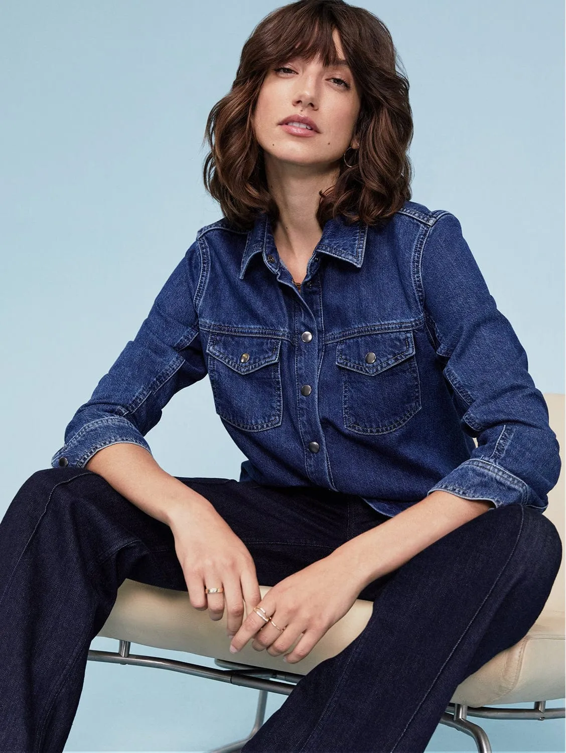 Gertrude Organic Cotton Denim Shirt | Dark Indigo