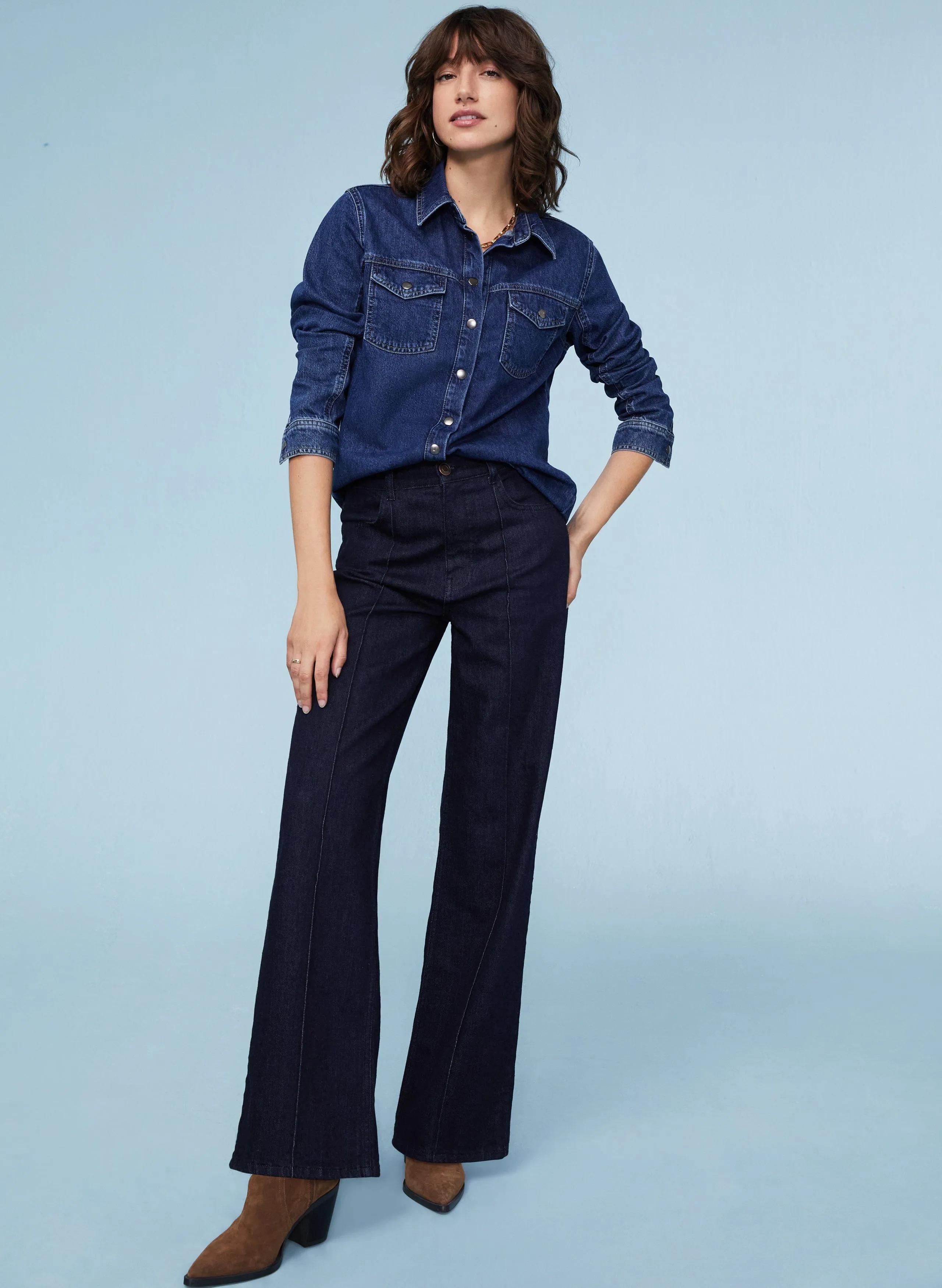 Gertrude Organic Cotton Denim Shirt | Dark Indigo