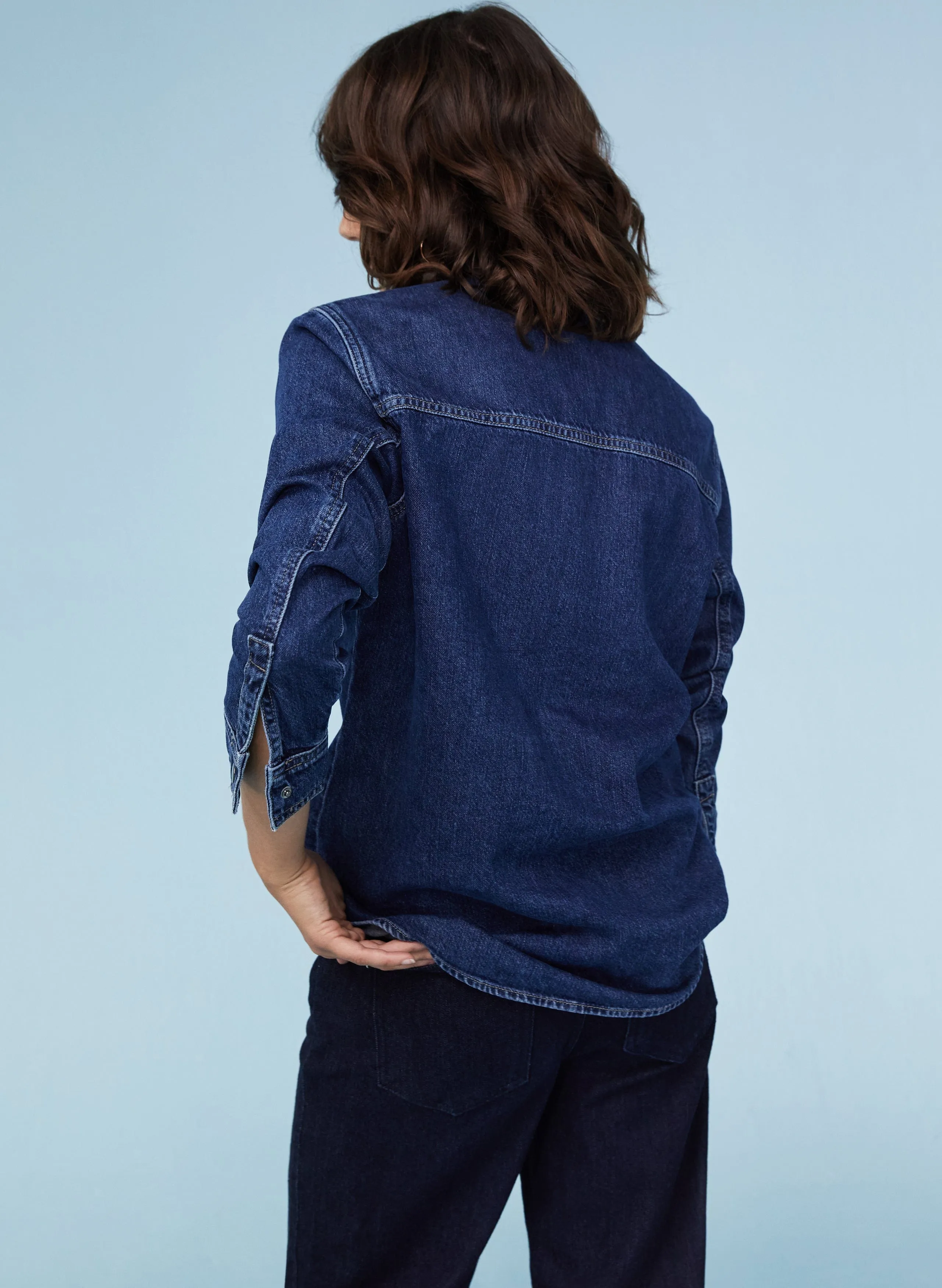 Gertrude Organic Cotton Denim Shirt | Dark Indigo