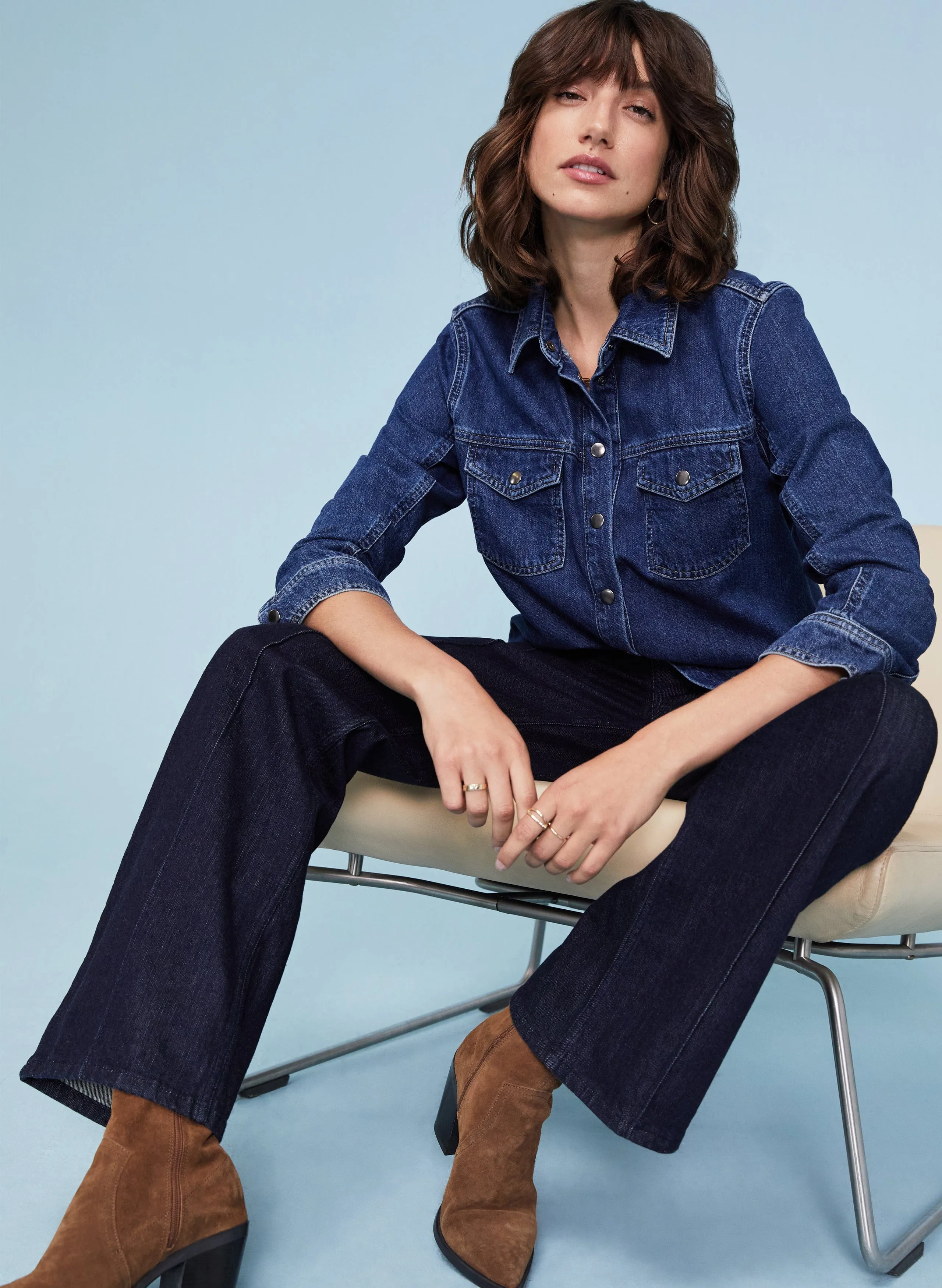 Gertrude Organic Cotton Denim Shirt | Dark Indigo