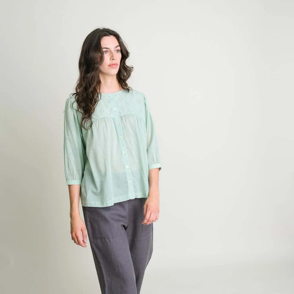 Gilda Cotton Breezy Blouse | Mint