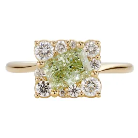 Golden Spiral Engagement Ring with a Fancy Green Diamond