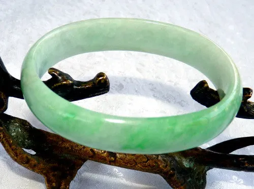 Heavenly Green Oval Shape Burmese Jadeite Bangle Bracelet Fits Like 52-54 mm (BB2989)