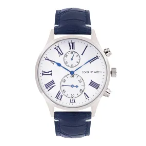 Heisler White Dial Navy Pu Strap Watch