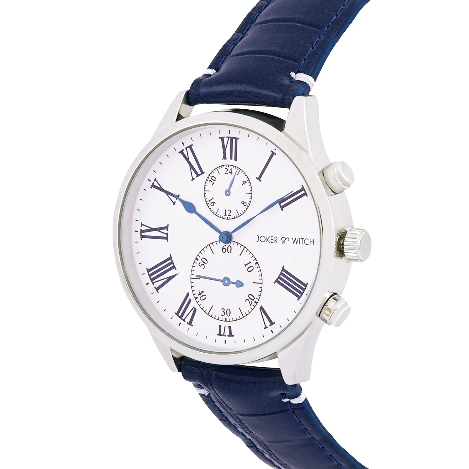 Heisler White Dial Navy Pu Strap Watch