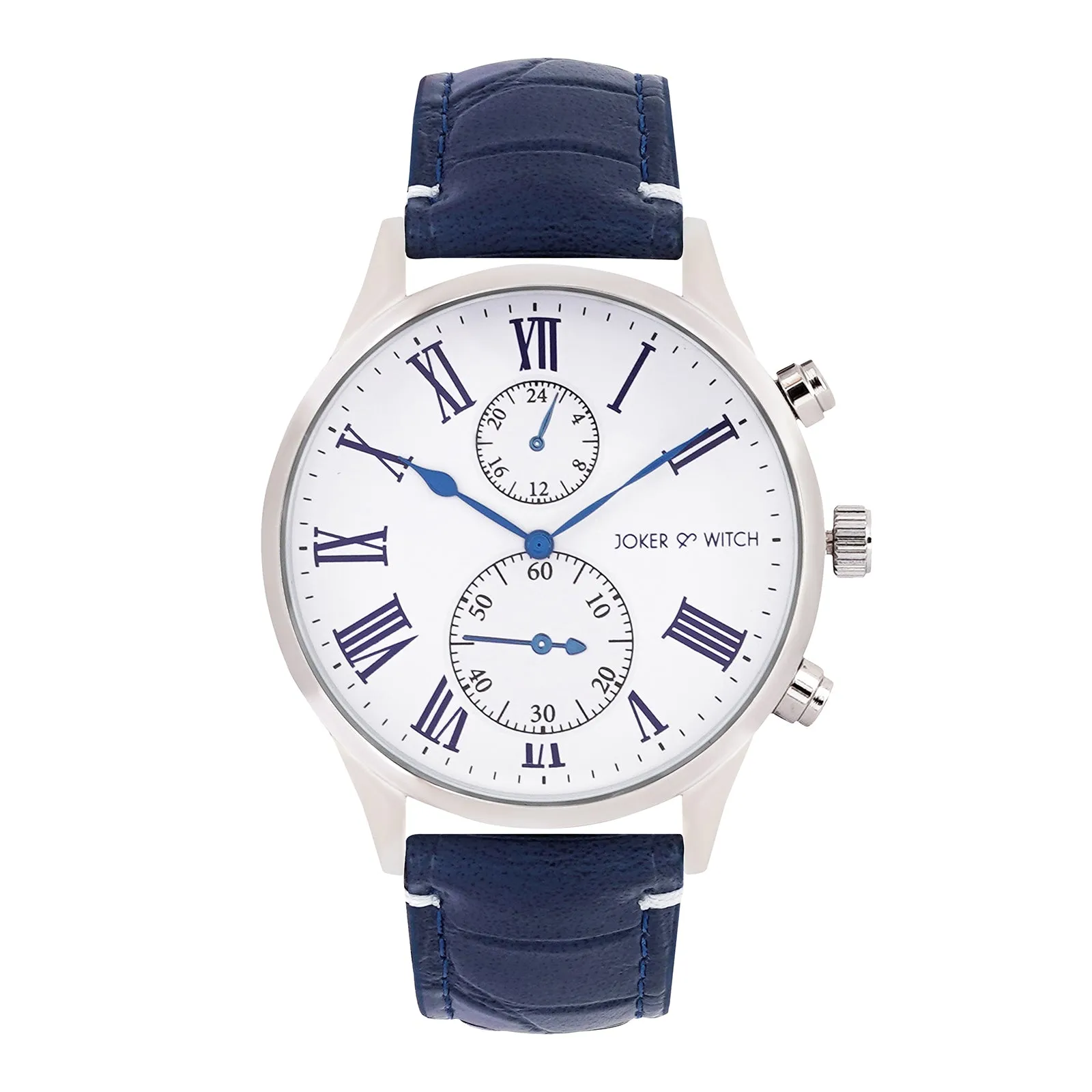 Heisler White Dial Navy Pu Strap Watch