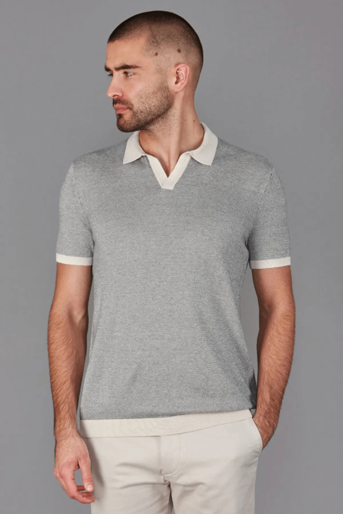 Honeycomb Buttonless Polo Shirt