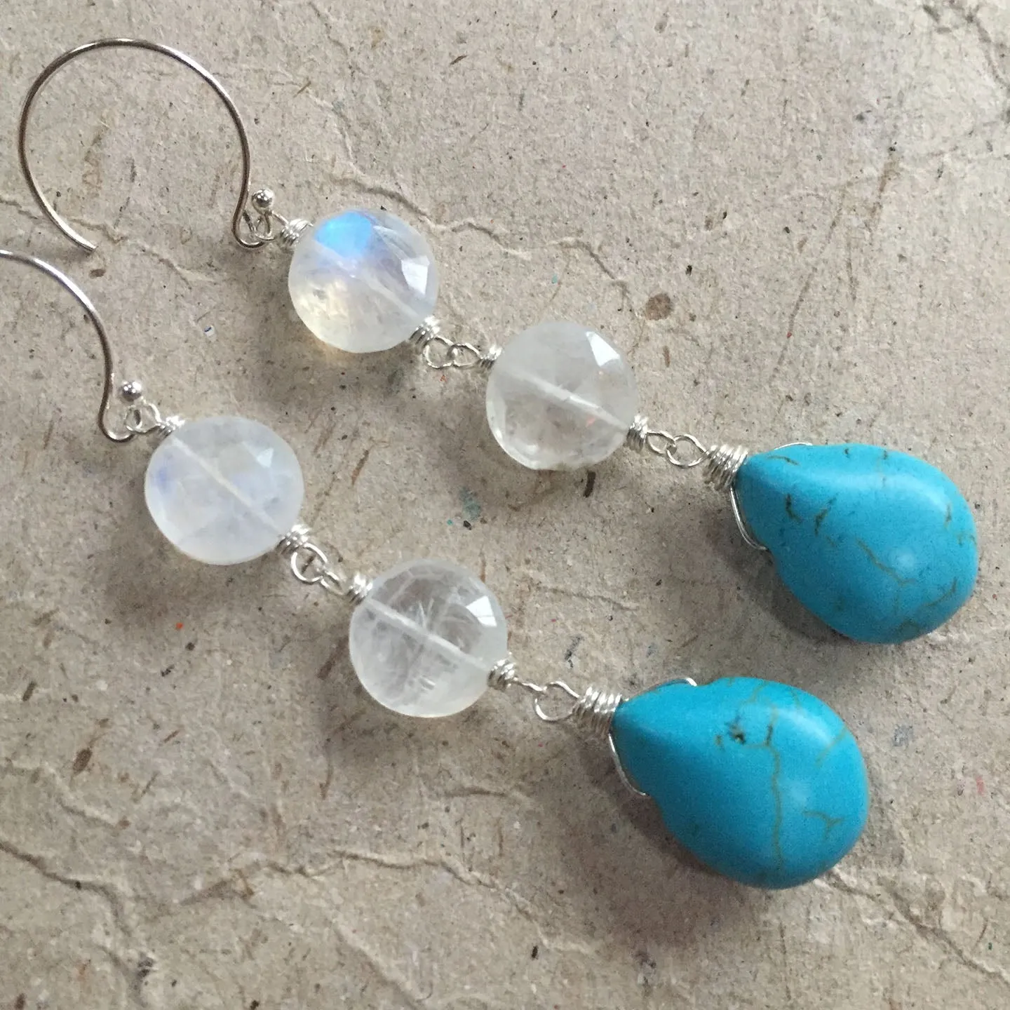 Howlite and Moonstone Stack Earrings