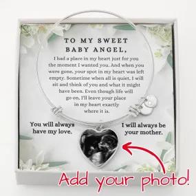 Infant Loss Miscarriage Keepsake Jewelry Baby Ultrasound Photo Bangle Bracelet