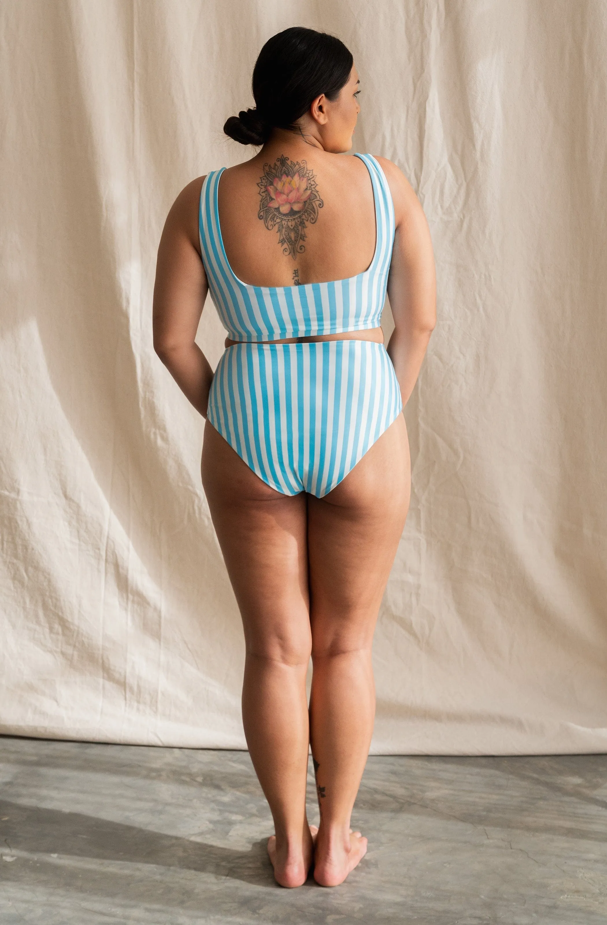 Jane ECONYL Bikini Top | Powder Blue Stripe