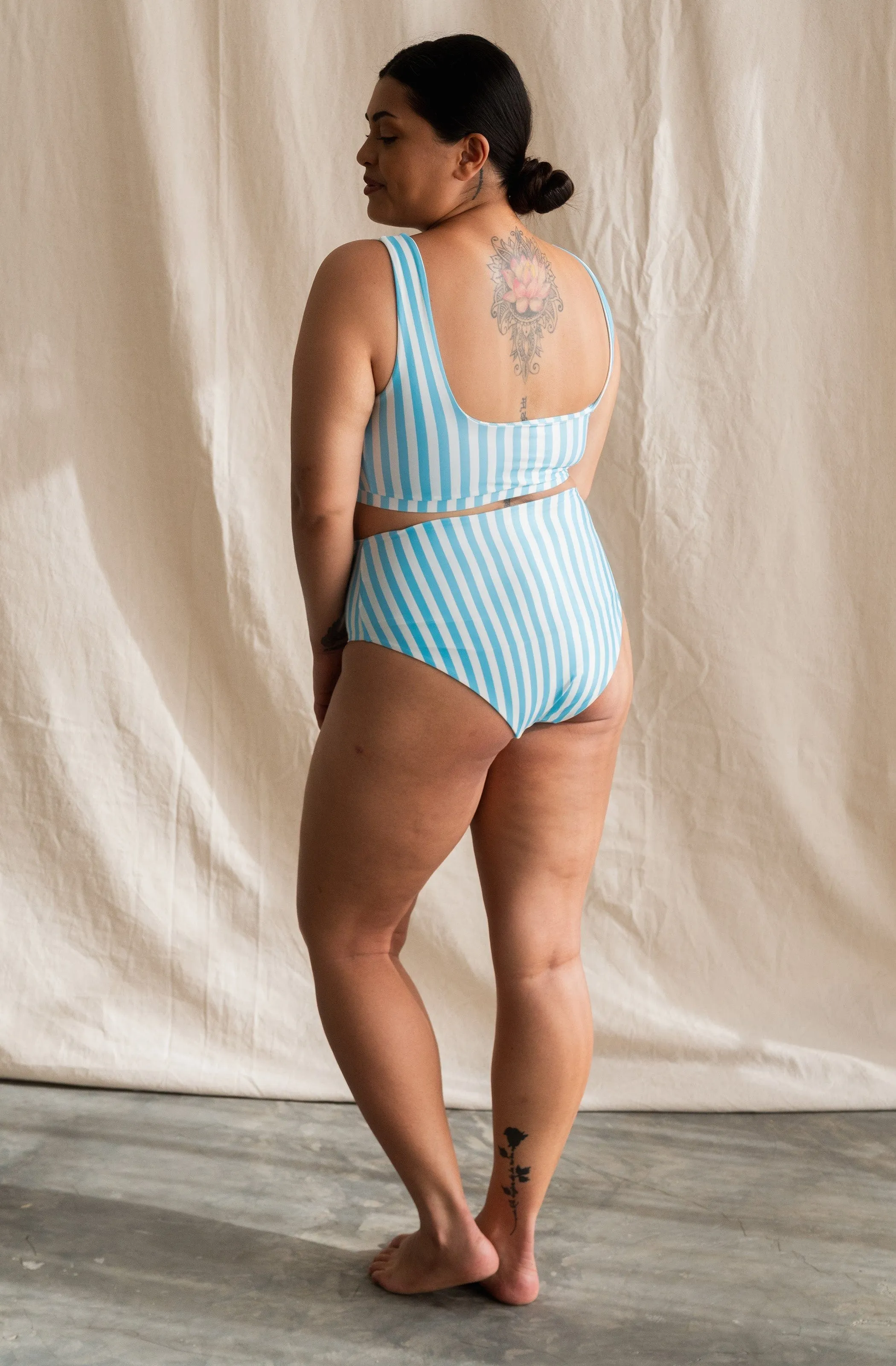 Jane ECONYL Bikini Top | Powder Blue Stripe