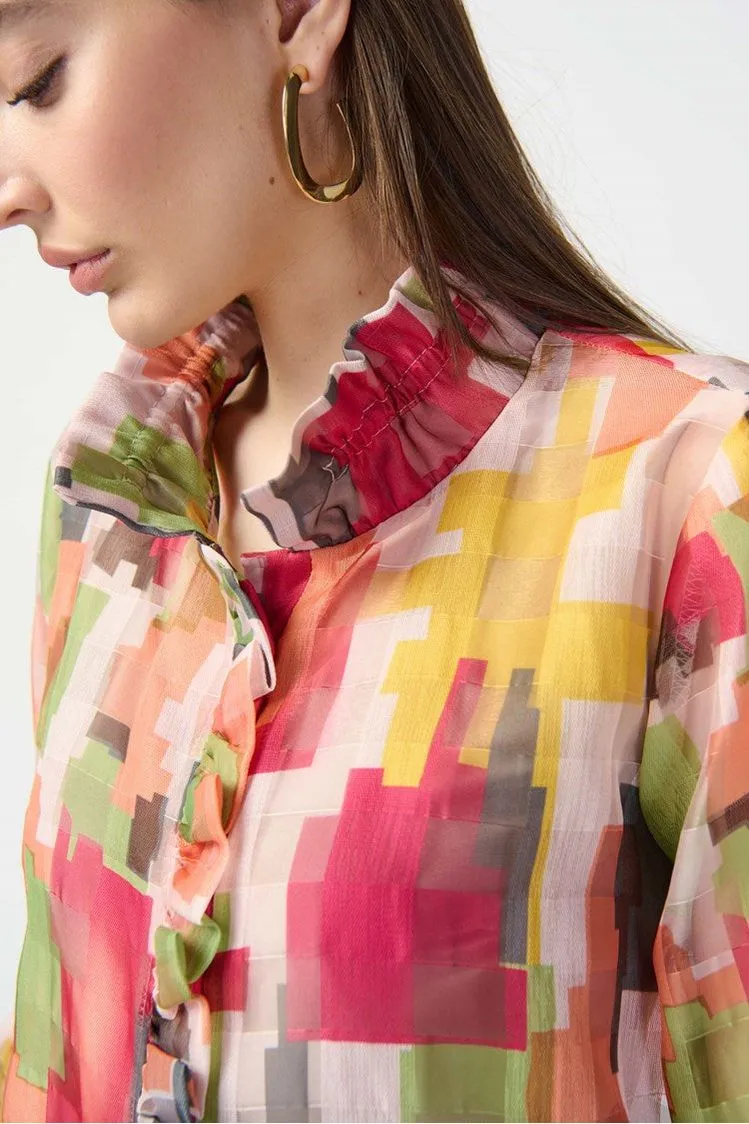 Joseph Ribkoff Abstract Print Woven Jacket - Style 241222