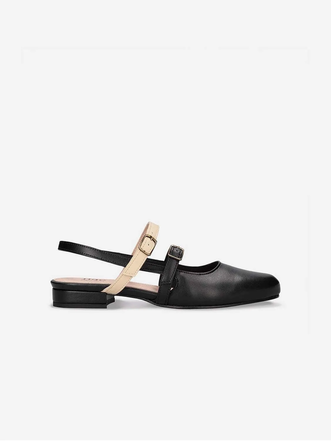 Juno Vegan Apple Leather Sligback Flats | Black