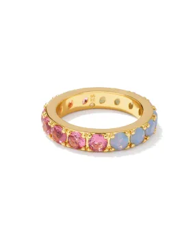 Kendra Scott Chandler Band Ring in Pink Blue Mix and Gold Size 7