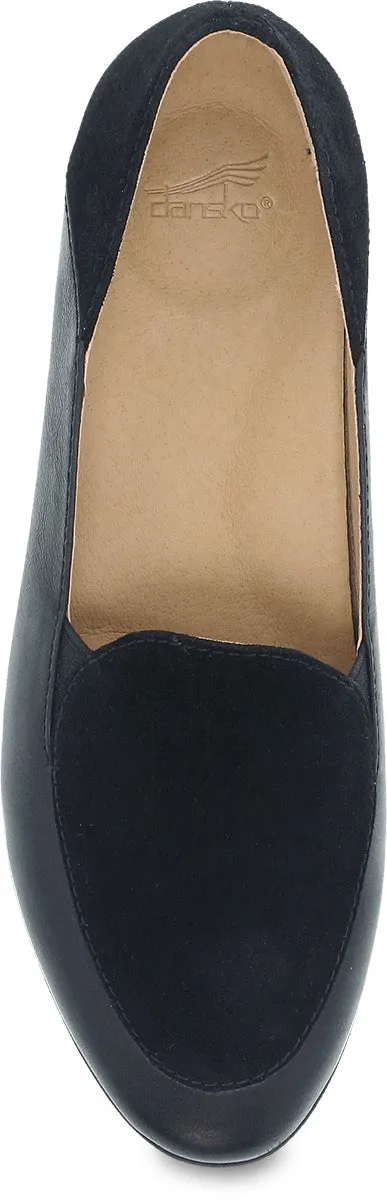 Lace Black Glazed Leather Flat