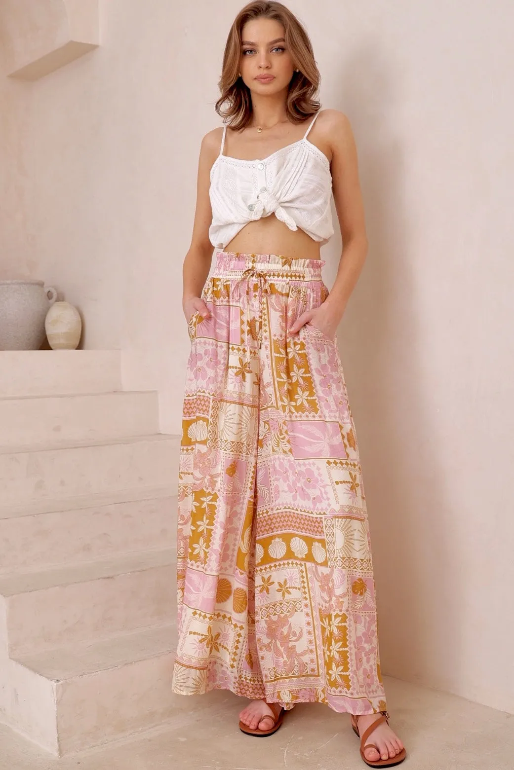 Lena Pants - Pink/Beige