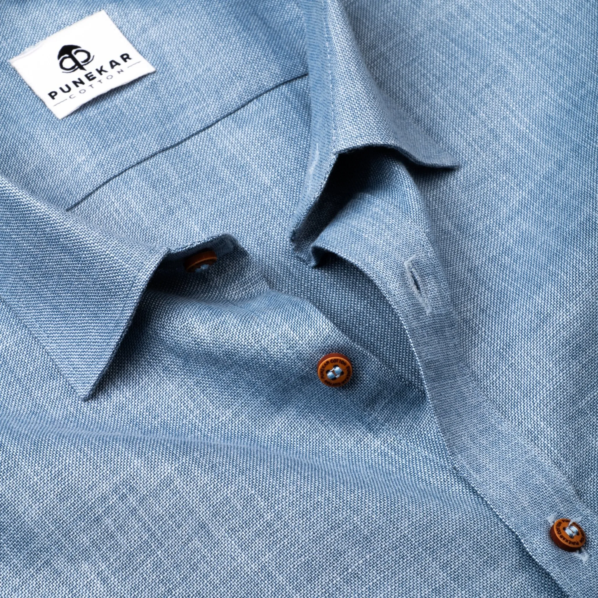 Light Blue Color Blended Linen Shirt For Men's