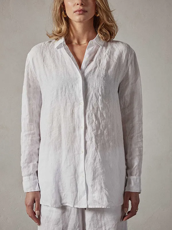 Lightweight Linen Shirt in White