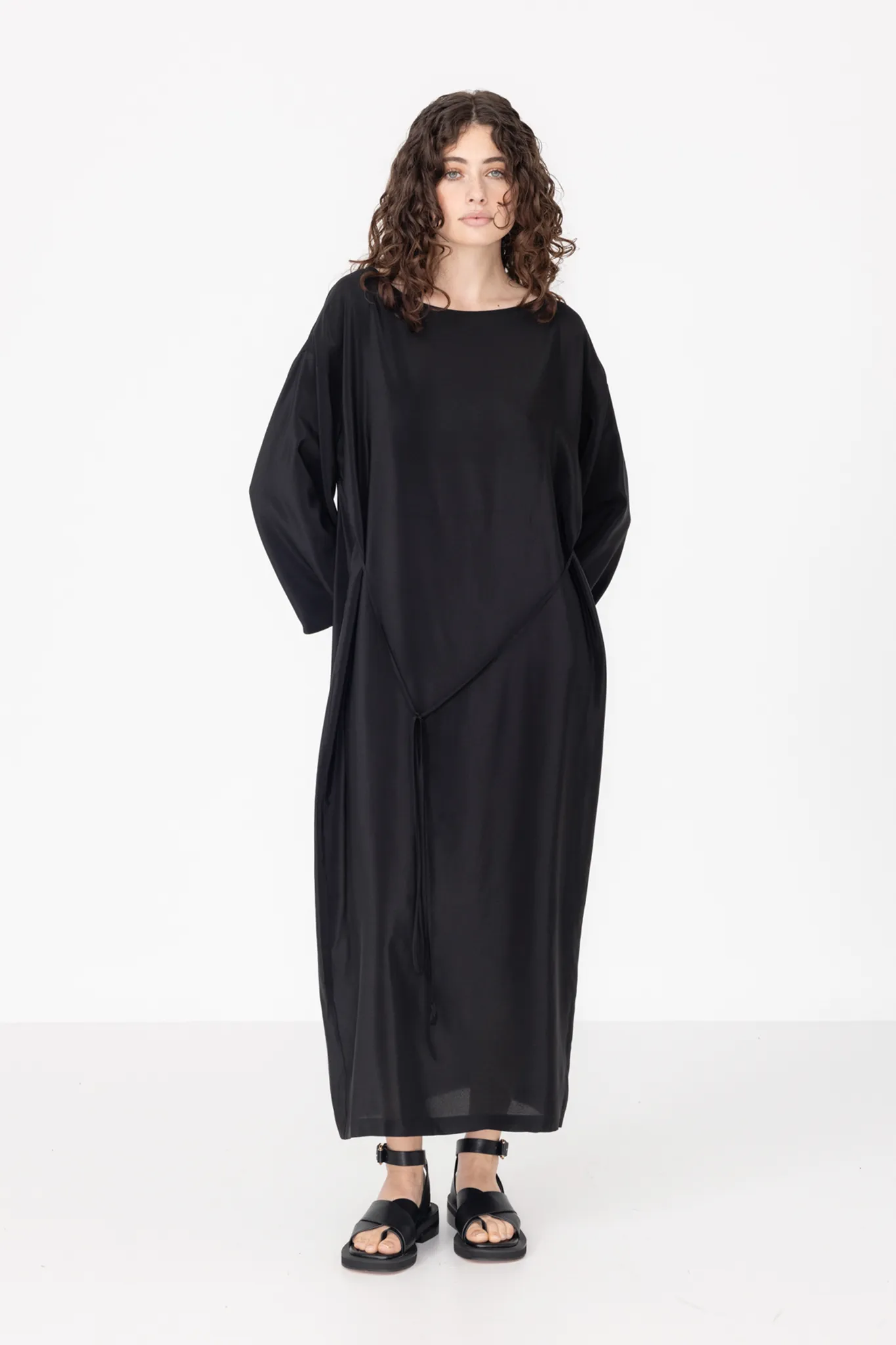 Line Dress | Black | Silk