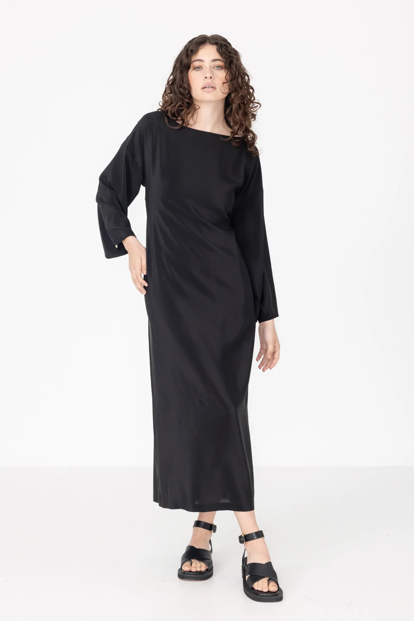 Line Dress | Black | Silk