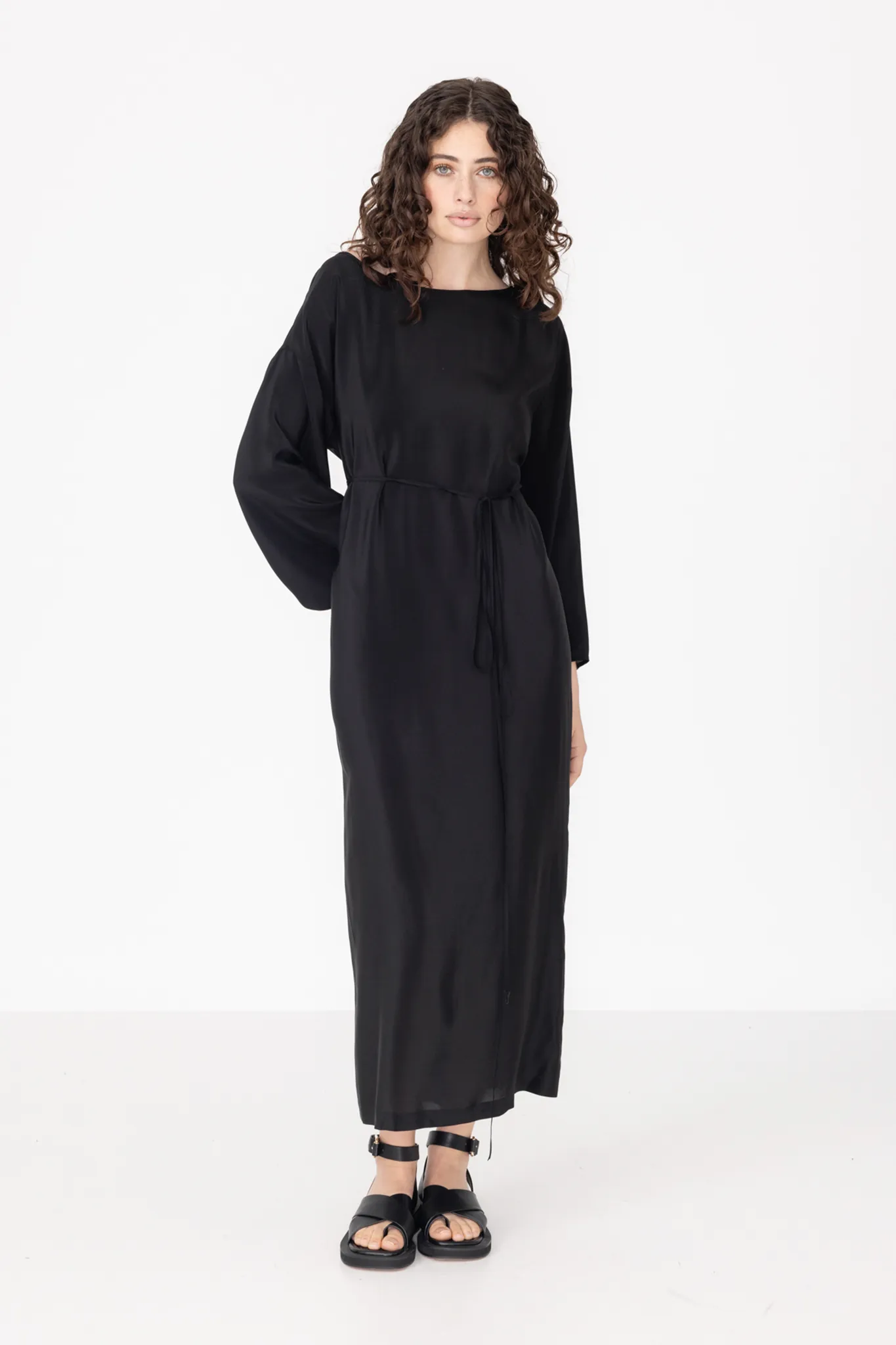 Line Dress | Black | Silk