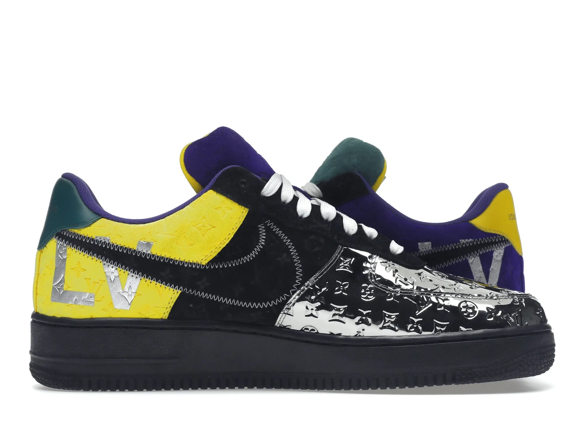 Louis Vuitton Nike Air Force 1 Low By Virgil Abloh Black Metallic Silver