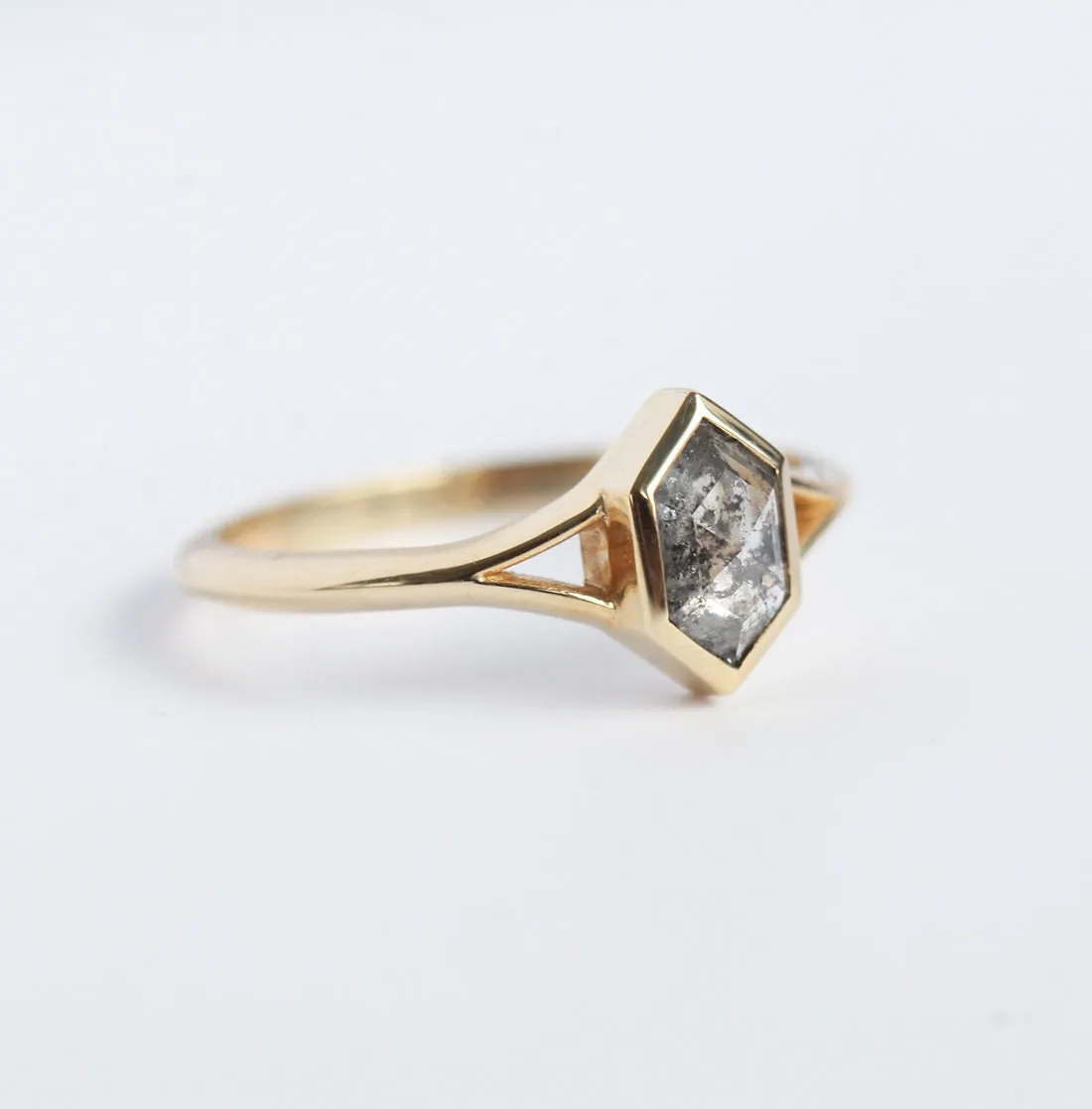 Lucia Salt & Pepper Diamond Hexagon Ring