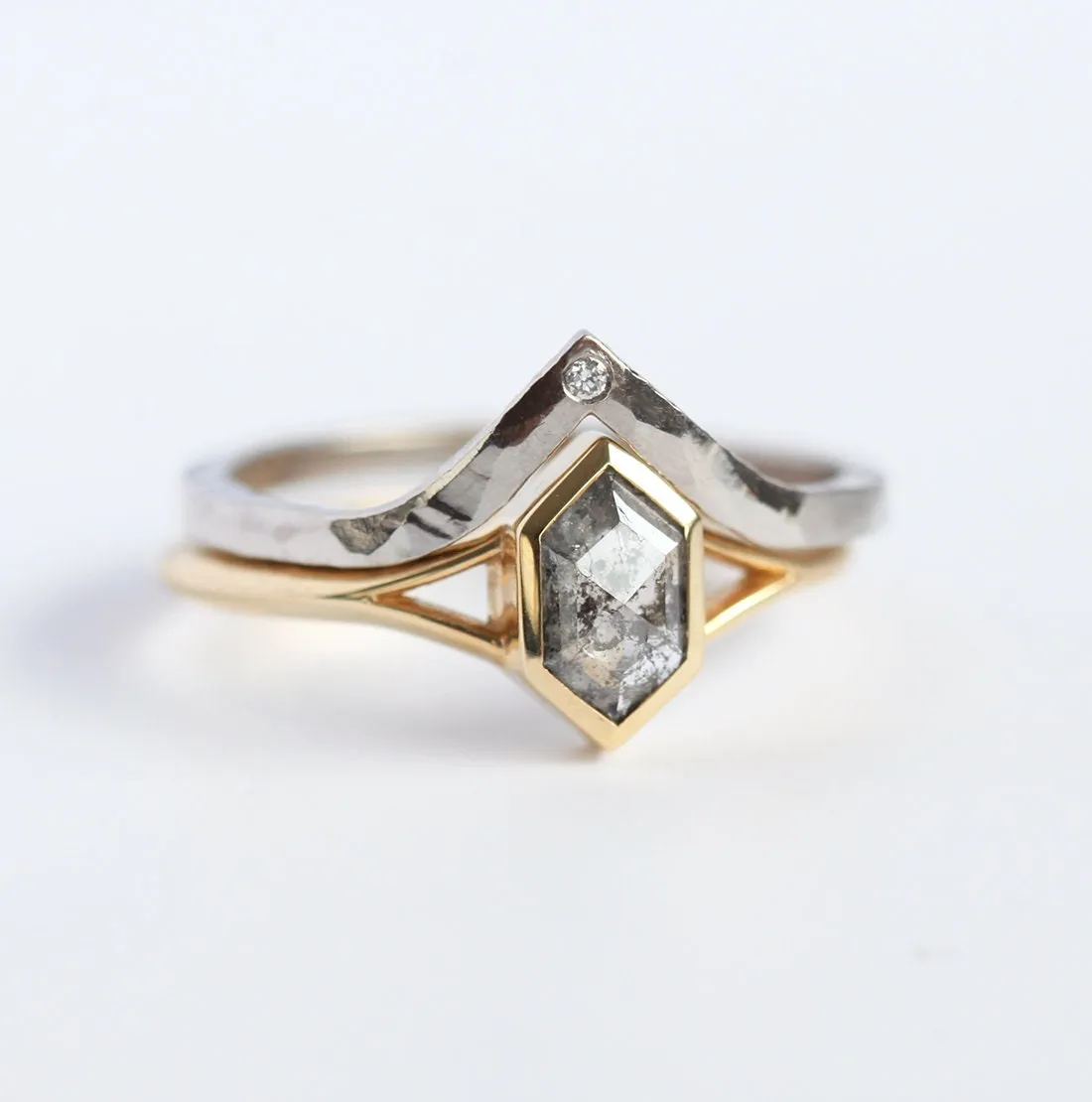 Lucia Salt & Pepper Diamond Hexagon Ring