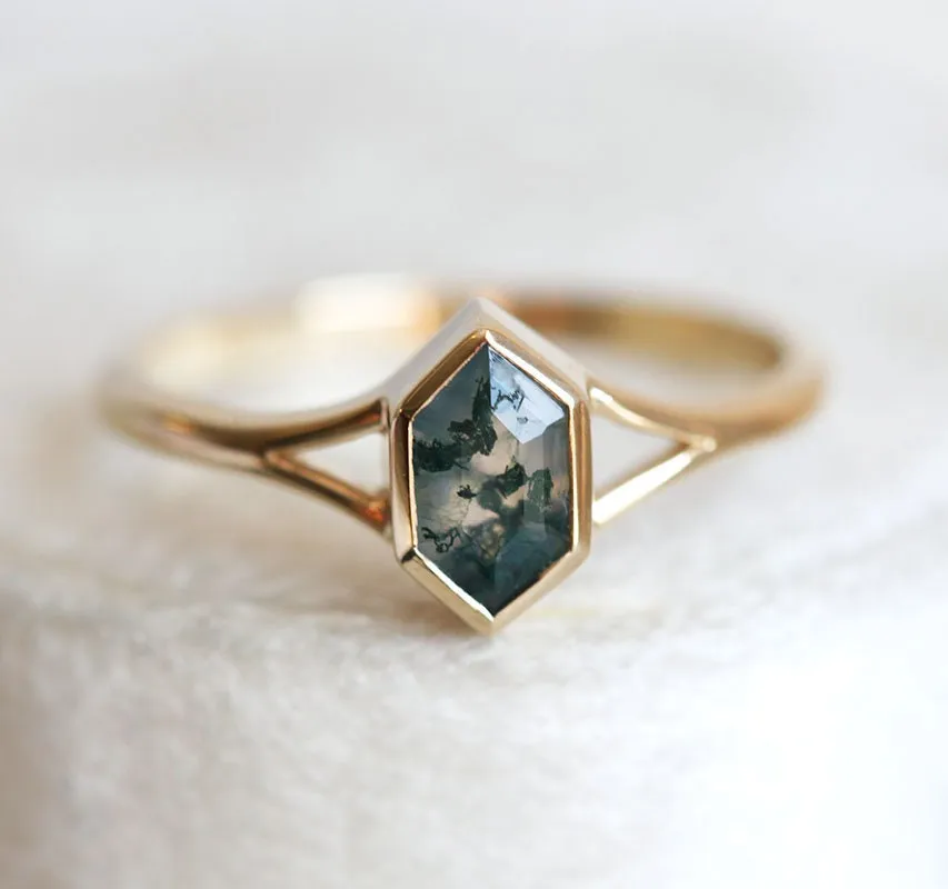 Lucia Salt & Pepper Diamond Hexagon Ring