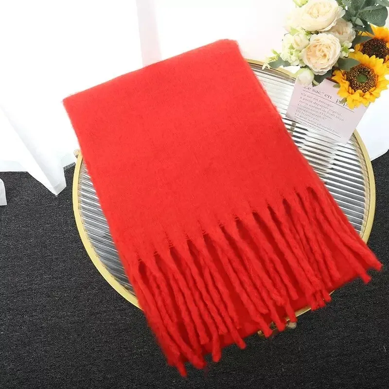 Luxury Cashmere Bright Solid Colors Women Scarf Winter Shawl and Wrap