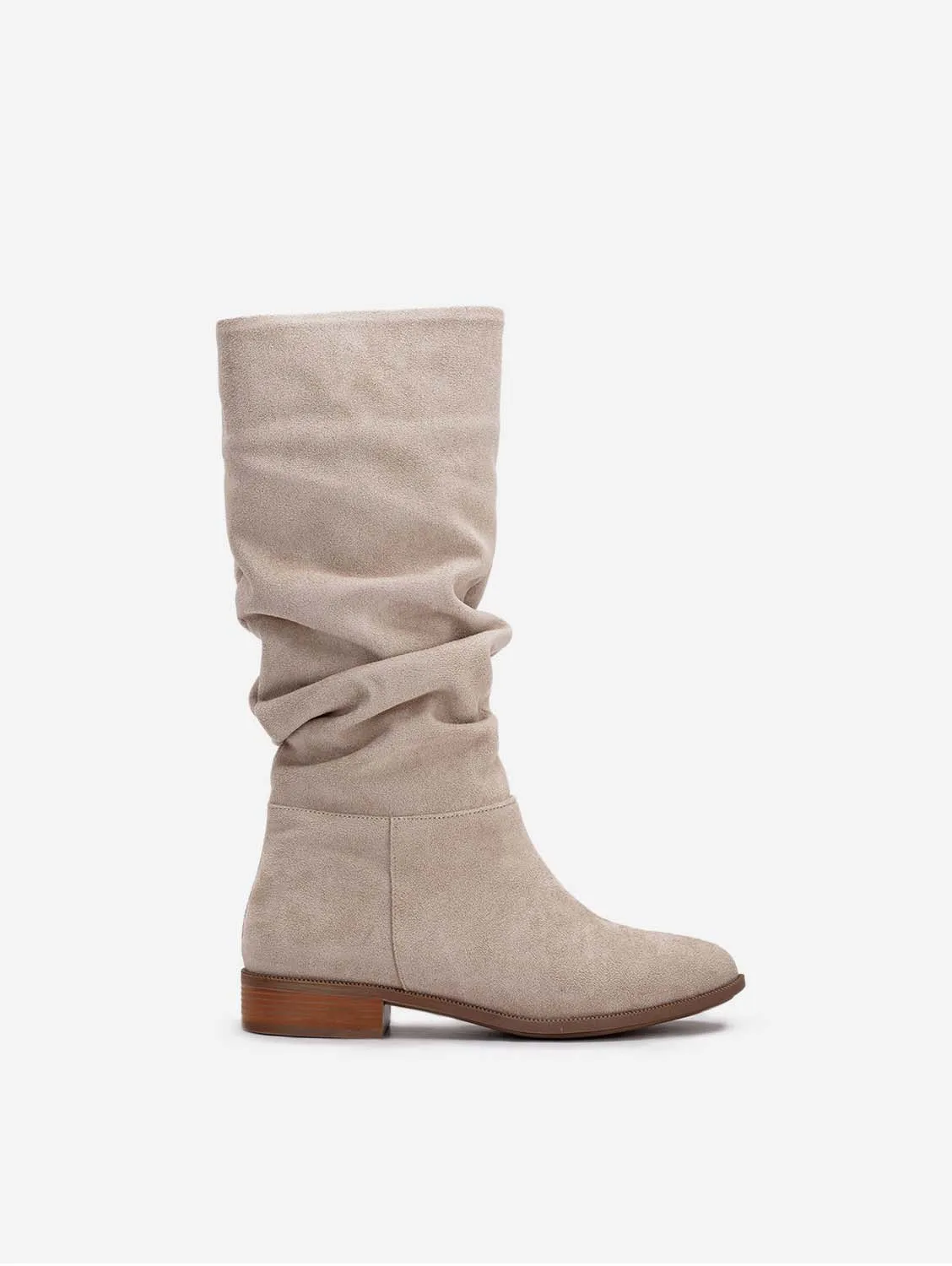 Maribel Vegan Suede Slouchy Boots | Beige