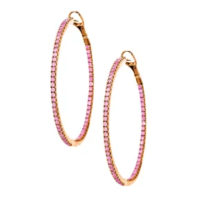 Mary Hoops Rose Gold Pink Sapphire 1.5mm