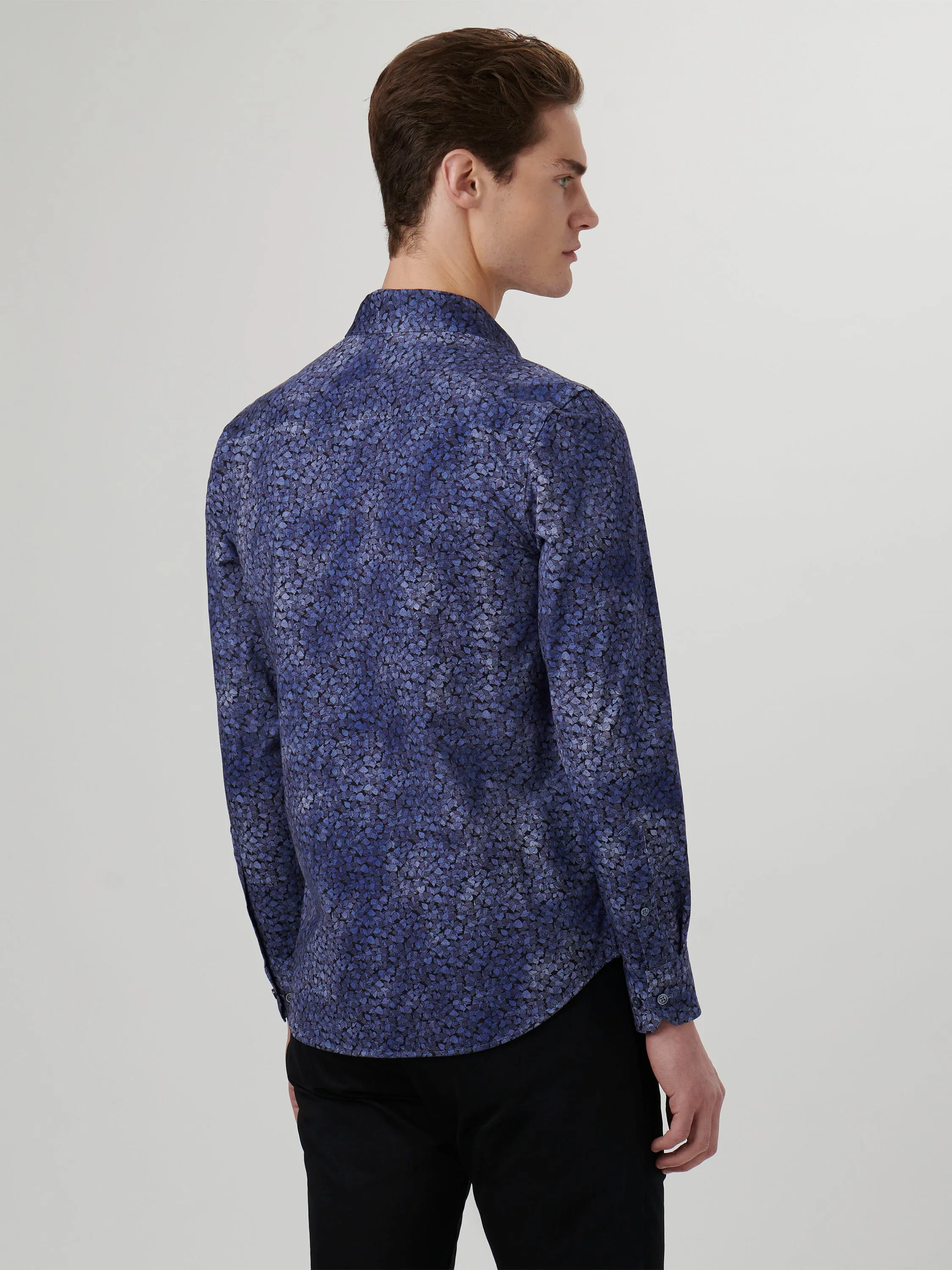 Men's Bugatchi | James Printed OoohCotton Shirt | Indigo