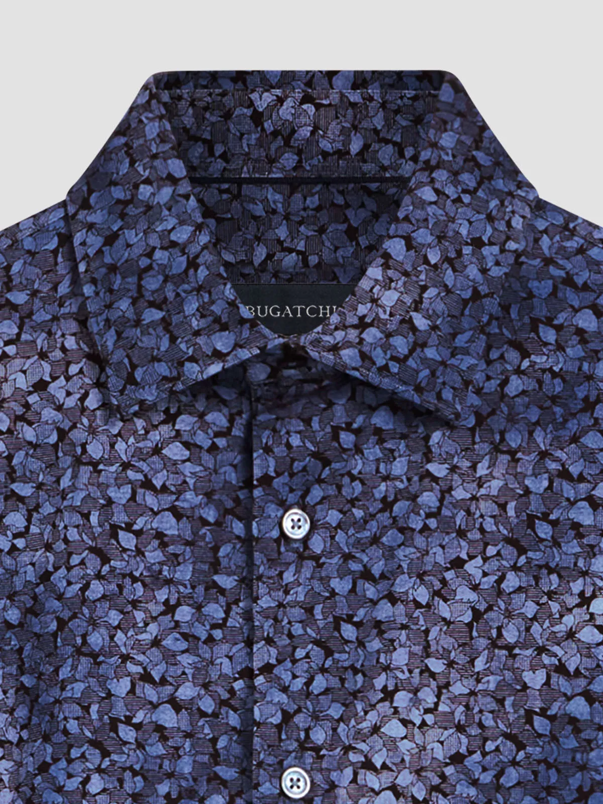 Men's Bugatchi | James Printed OoohCotton Shirt | Indigo