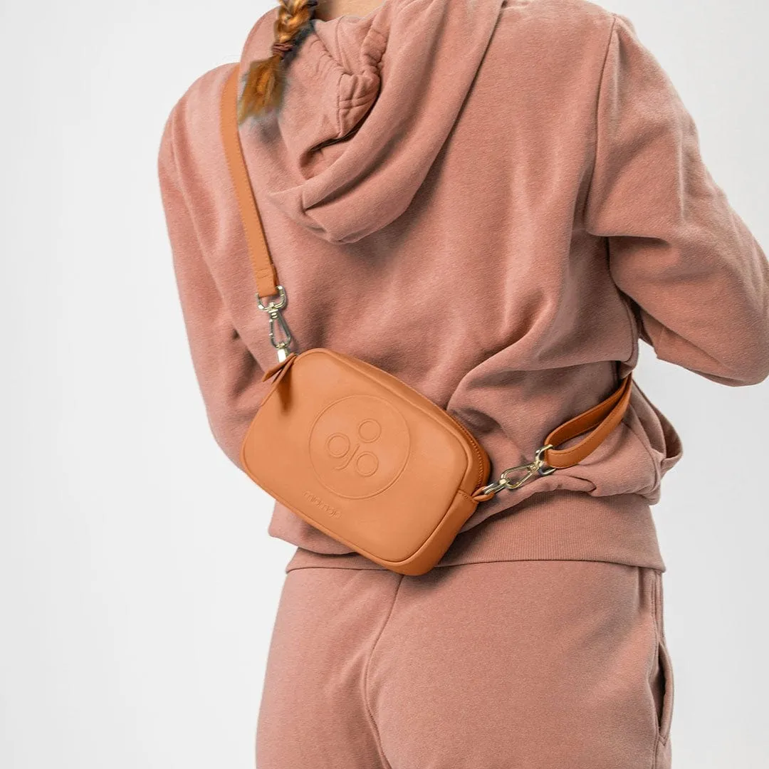 Mimi Recycled Vegan Leather Crossbody Camera Bag | Almond