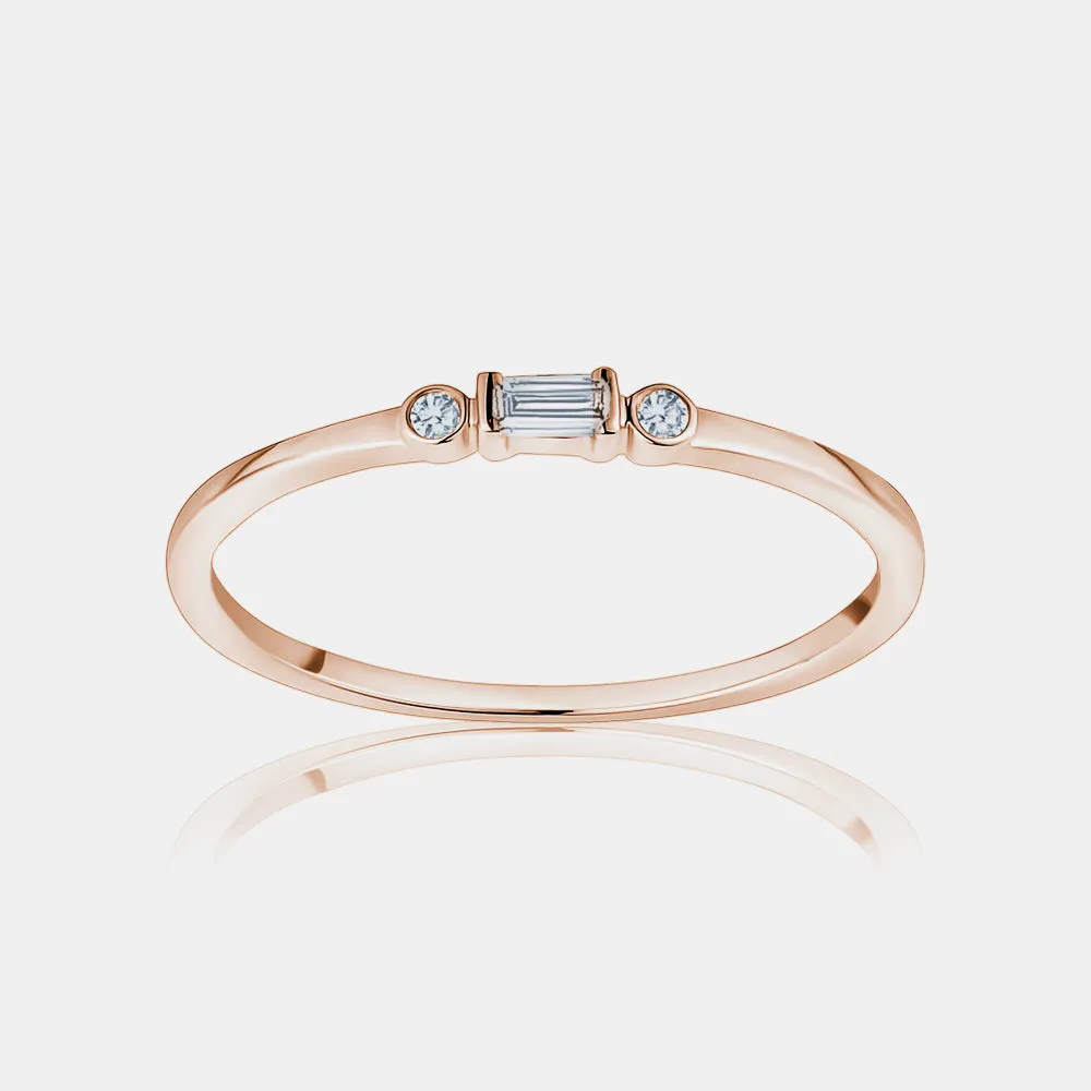 Mini Baguette Center Stone Stackable Ring