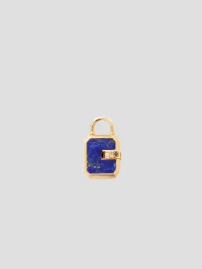 Mini Padlock Pendant 18k Yellow Gold Lapis