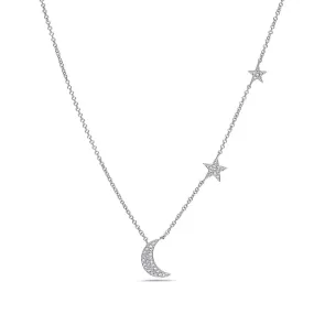 Moon & Star Diamond Pendant