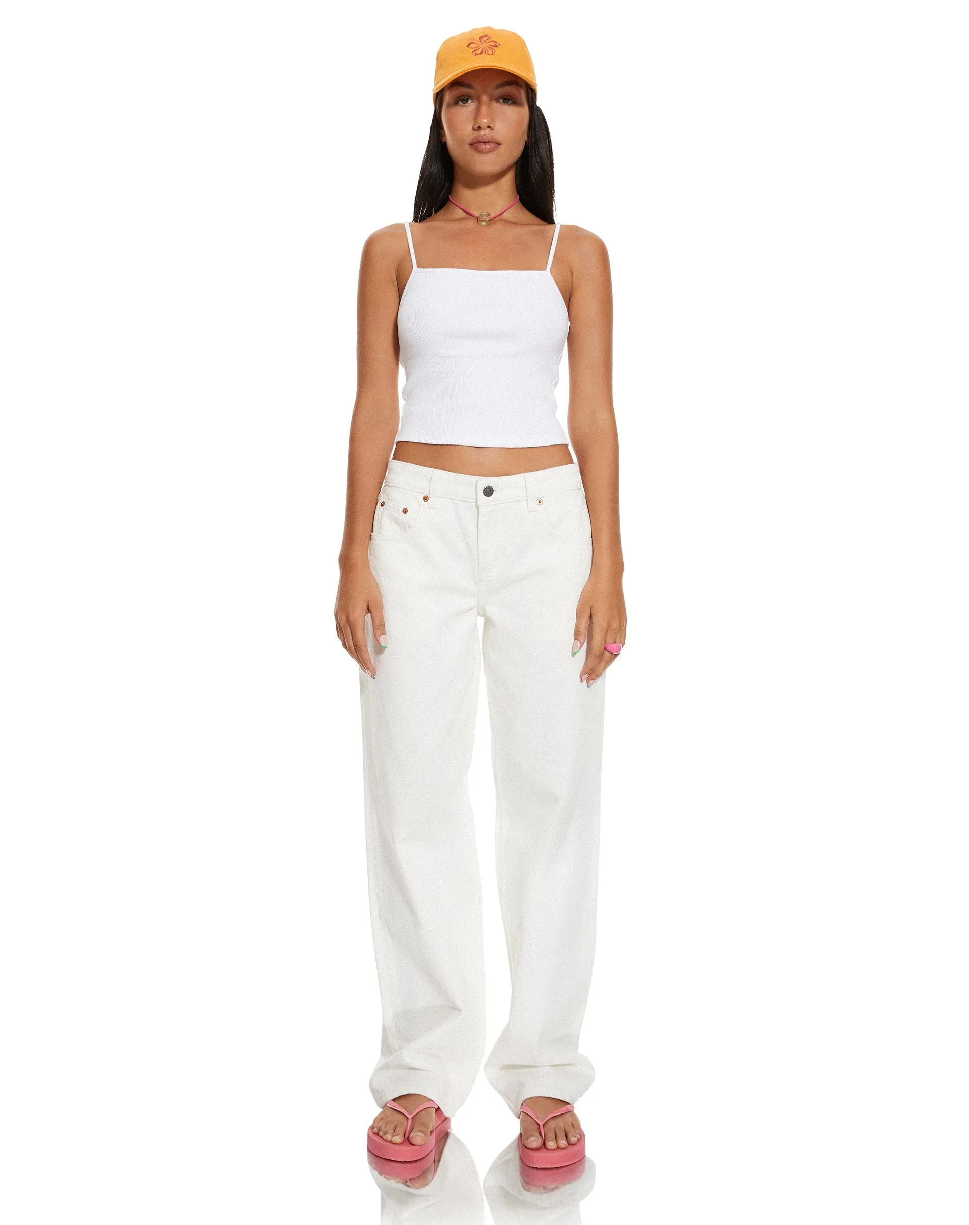 MOTEL X BARBARA Yoon Ribbed Crop Top in White