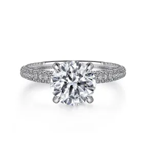 Mounting Only, 14K White Gold Pave Diamond Engagement Ring