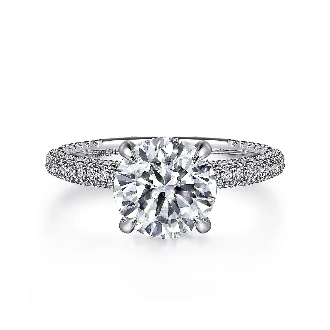 Mounting Only, 14K White Gold Pave Diamond Engagement Ring