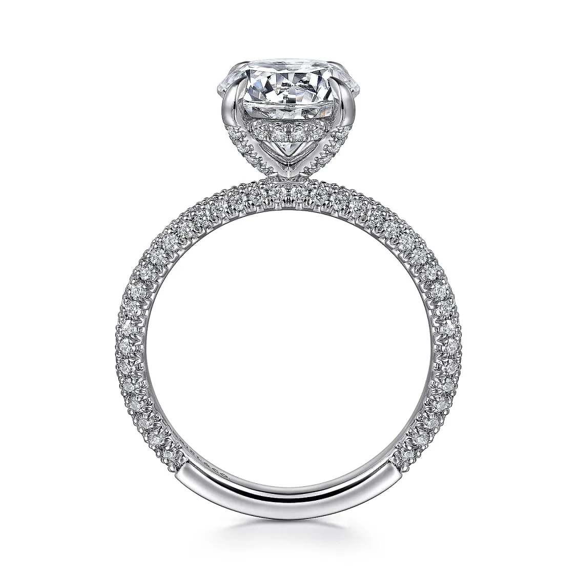 Mounting Only, 14K White Gold Pave Diamond Engagement Ring