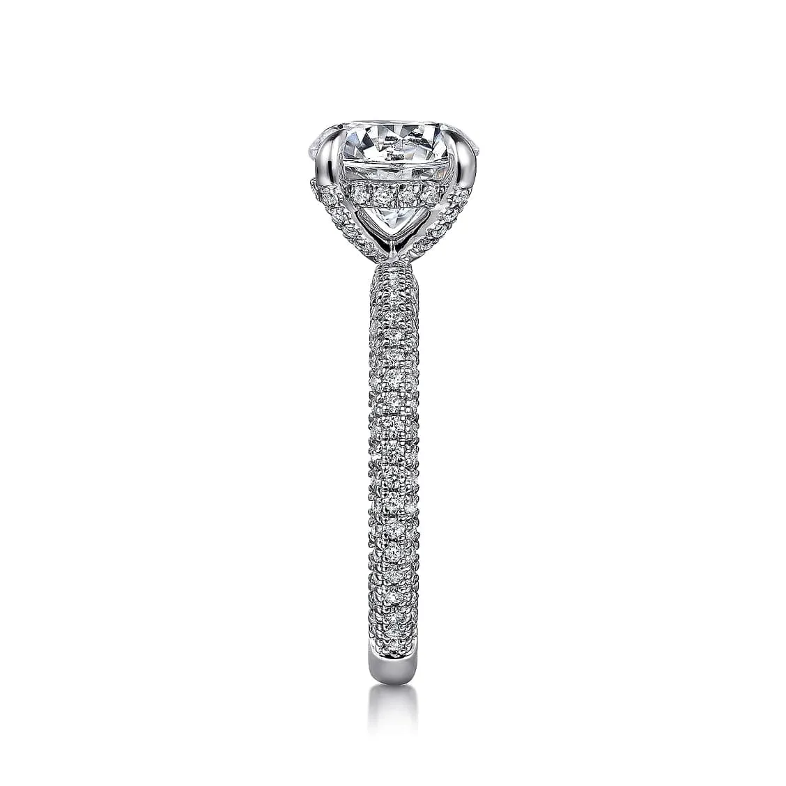 Mounting Only, 14K White Gold Pave Diamond Engagement Ring