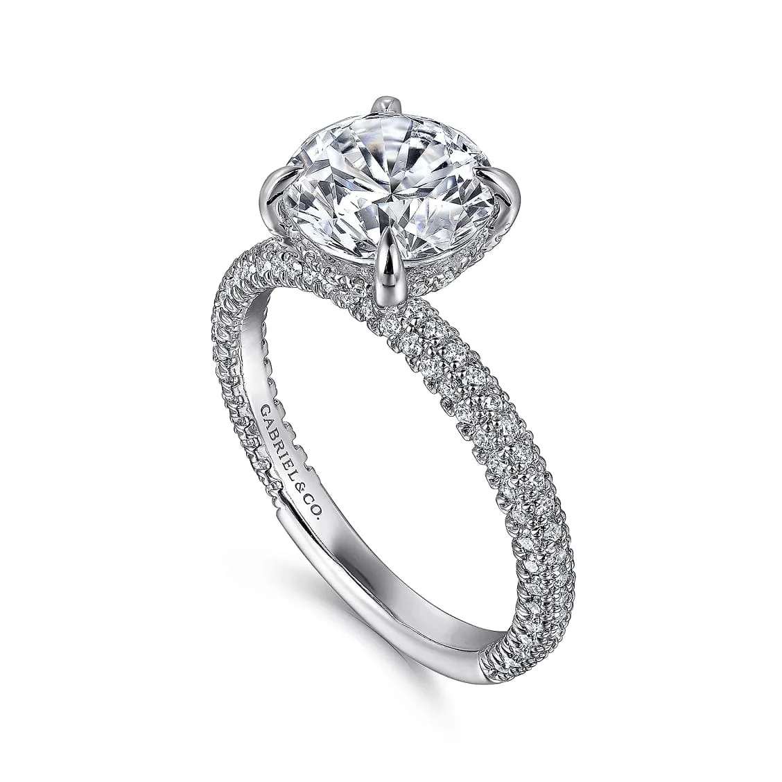 Mounting Only, 14K White Gold Pave Diamond Engagement Ring