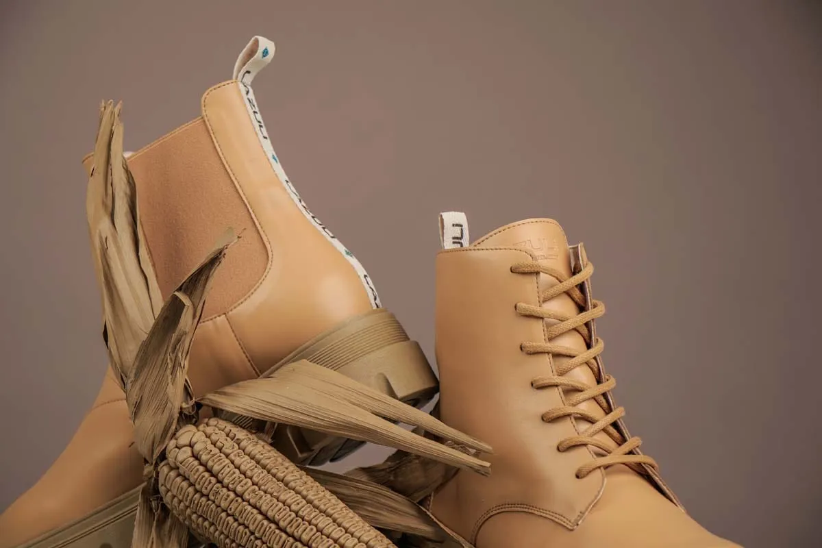 My Combat Corn Leather Vegan Boots | Camel