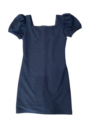 Navy Puff Sleeve Dress