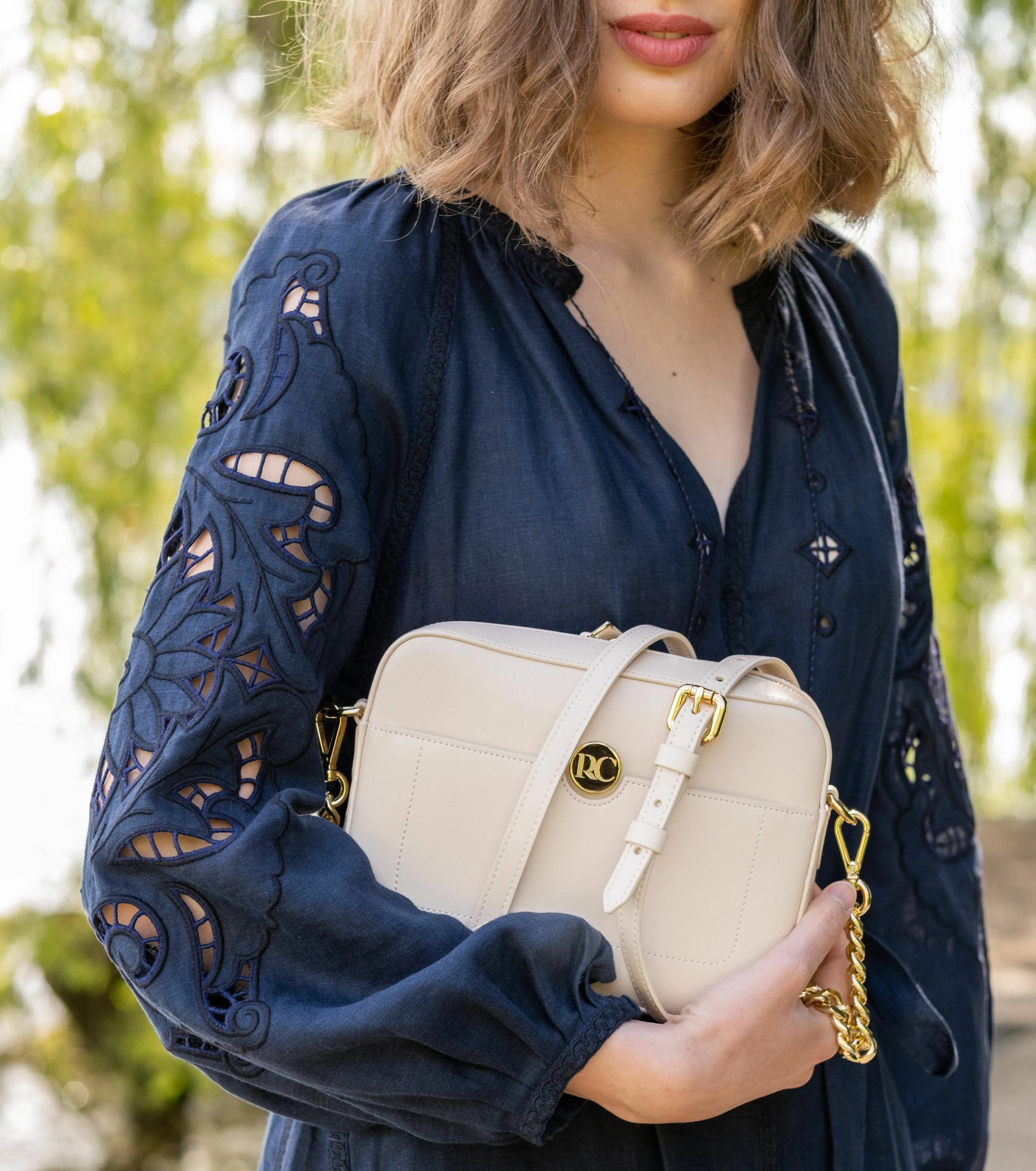 Nomad Apple Leather Vegan Crossbody Bag | Cream